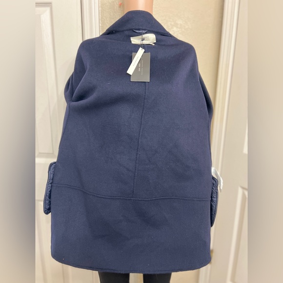 Zara Dark Blue Open Front Cape Jacket - Picture 7 of 10